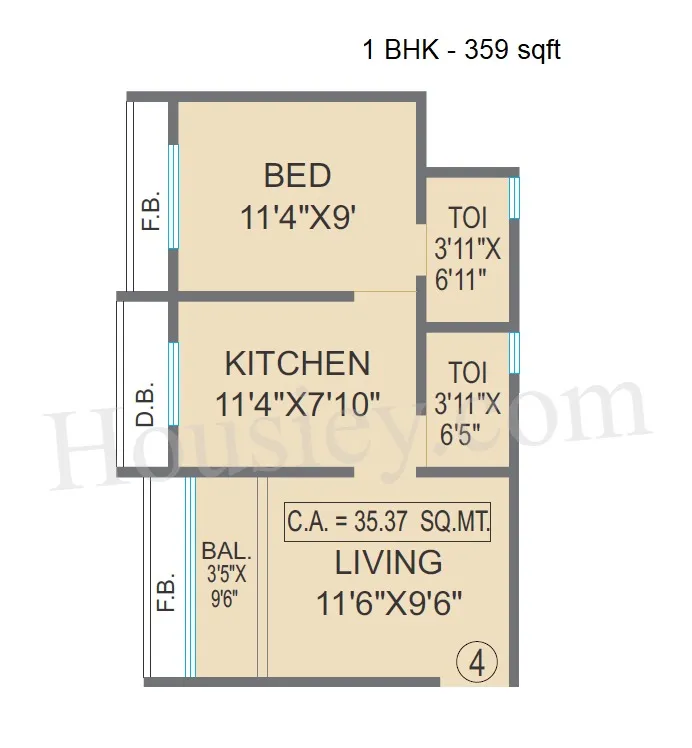 Agarwal Paramount Unit plan - 359 sq.ft.